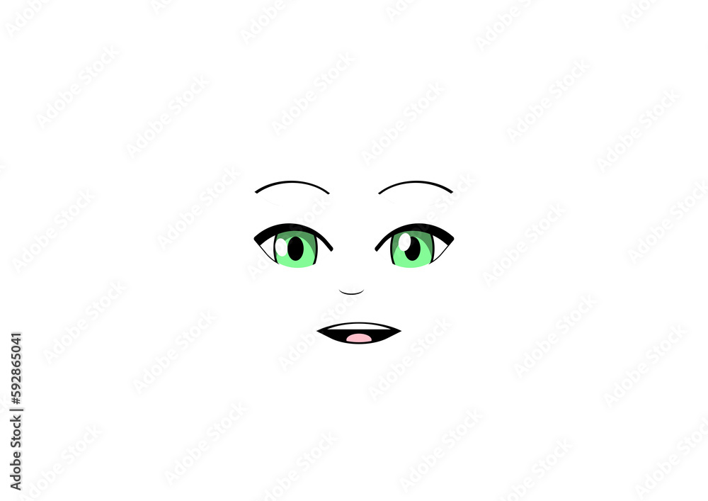 anime 2d face with expression