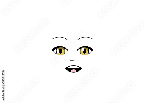 anime 2d face with expression