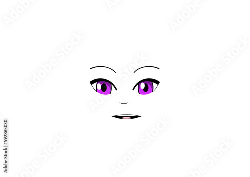 anime 2d face with expression