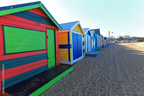 Colorful beach boxes in Mornington Peninsula, Australia