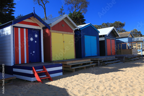 Colorful beach boxes in Mornington Peninsula, Australia © nikidel