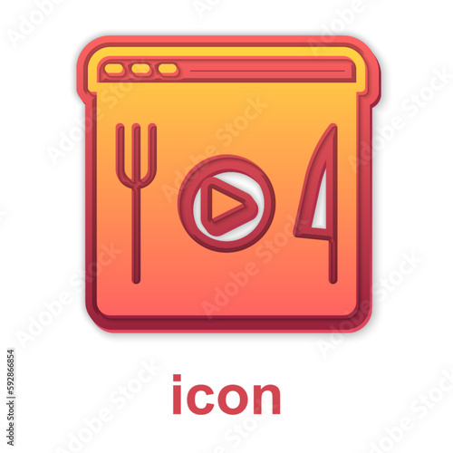 Gold Cooking live streaming icon isolated on white background. Vector