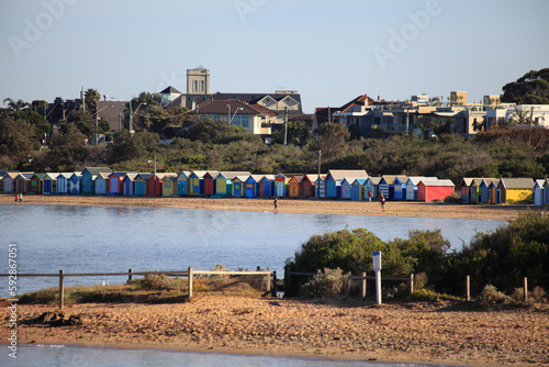 Colorful beach boxes in Mornington Peninsula, Australia