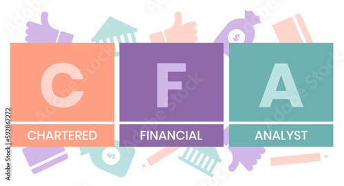 CFA - Chartered Financial Analyst acronym. business concept background. vector illustration concept with keywords and icons. lettering illustration with icons for web banner, flyer