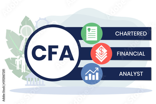 CFA - Chartered Financial Analyst acronym. business concept background. vector illustration concept with keywords and icons. lettering illustration with icons for web banner, flyer