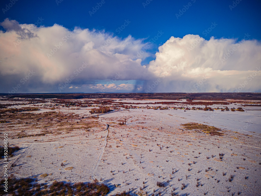 Fototapeta premium aerial photo of wildlife in spring