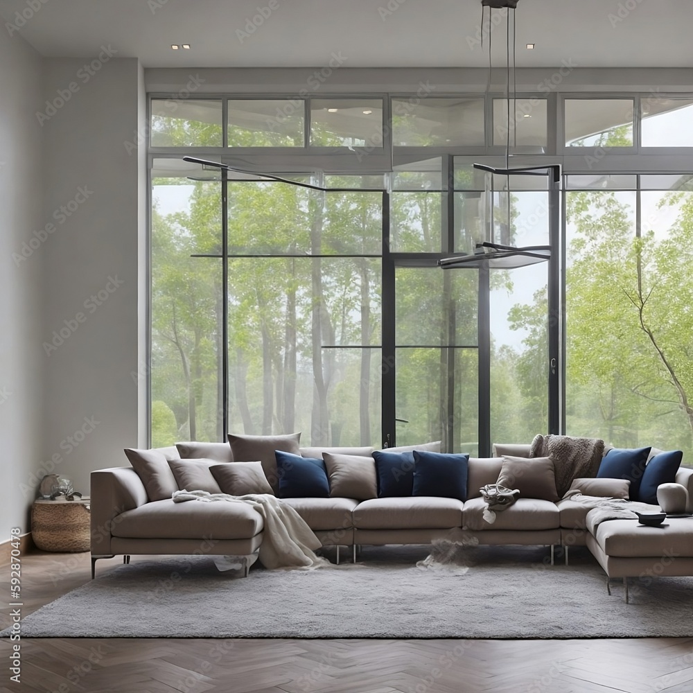 Obraz premium Cozy sofa in living room, generative ai