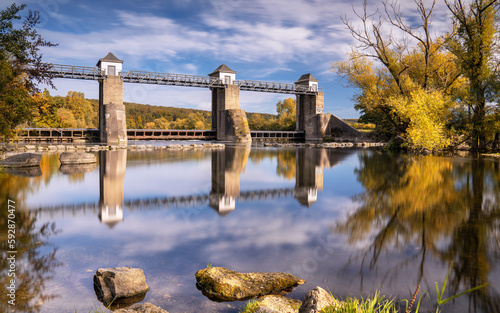 Obraz na plátně Weir, Ruhr river, Wickede, Germany