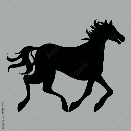Icon of a galloping horse on a gray background. Vector