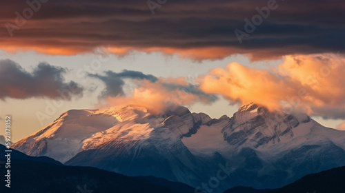 sunset over the cloudy mountains