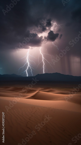 Wallpaper Mural lightning storm over the desert Torontodigital.ca