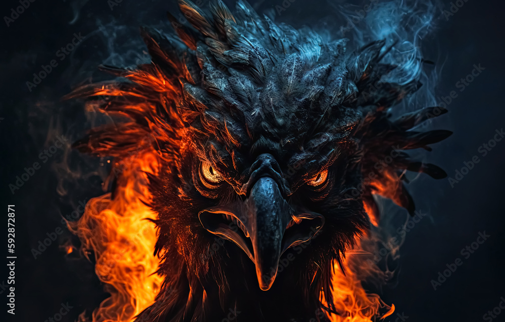 Devil. Demon head on fire. AI generated Devil. Demon head on fire. AI generated