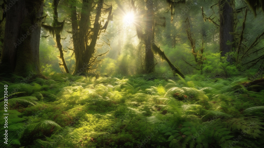 Obraz premium green forest in the morning