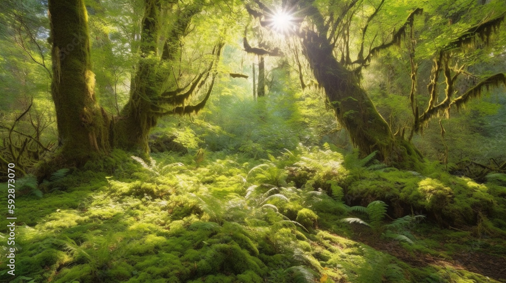 green forest in the morning green forest in the morning