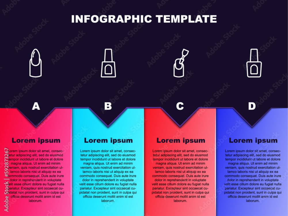 Set line Nail manicure, Bottle of nail polish, Milling cutter for and . Business infographic template. Vector Set line Nail manicure, Bottle of nail polish, Milling cutter for and . Business infographic template. Vector