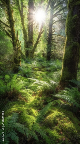 green forest in the morning