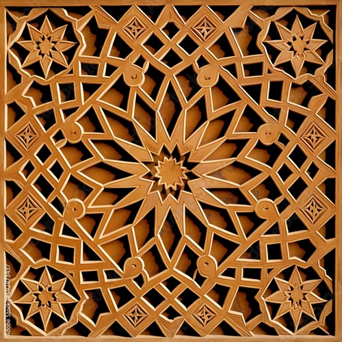 Islamic geometric Arabesque pattern texture on the wall decorative wood background