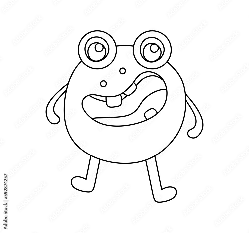 Obraz premium Monster Character Black and White Vector Illustration Coloring Book for Kids