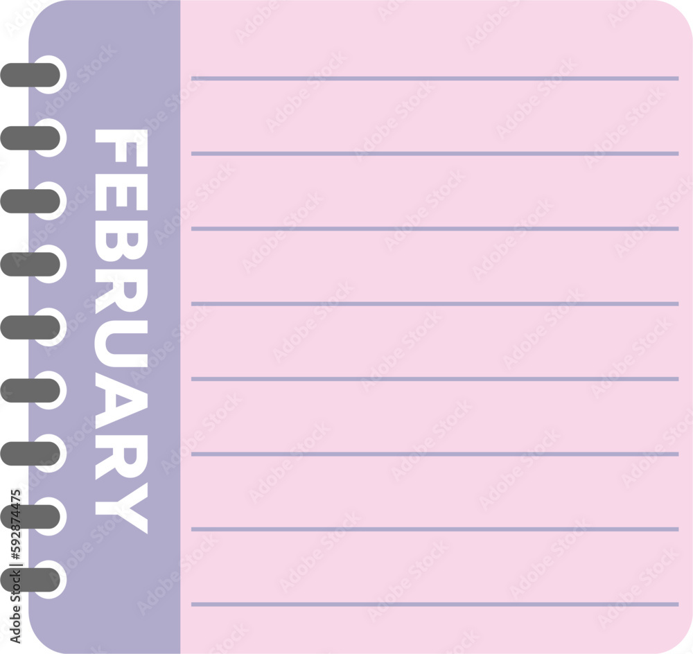 February calendar. monthly transparent calendar