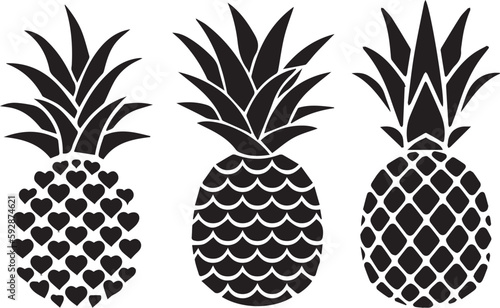 vector colorful pineapple fruit drawing designs