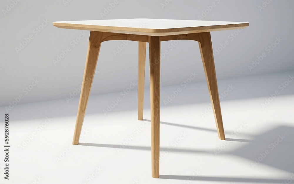 Fototapeta premium Wooden table on white background. Generative AI technology