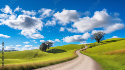 landscape with road  grass and sky