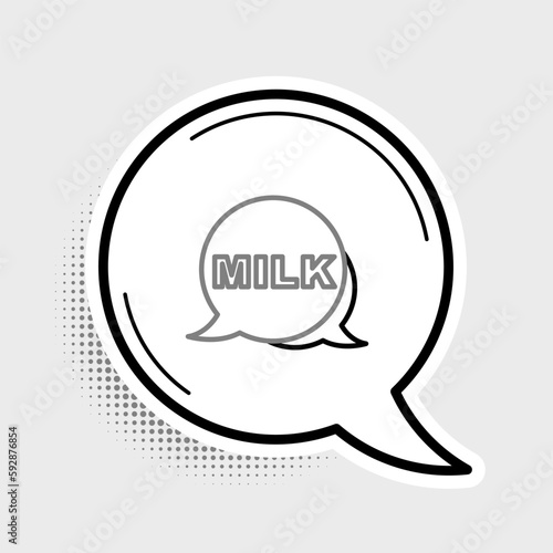Line Lettering milk icon isolated on grey background. Hand written design for label, brand, badge. Colorful outline concept. Vector
