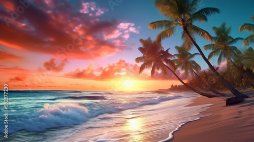 sunset over the exotic palm beach © Albert