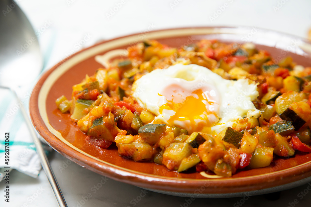 Manchego Pisto, also known simply as ratatouille, is a traditional dish from La Mancha that consists of a fry of various vegetables and egg Manchego Pisto, also known simply as ratatouille, is a traditional dish from La Mancha that consists of a fry of various vegetables and egg