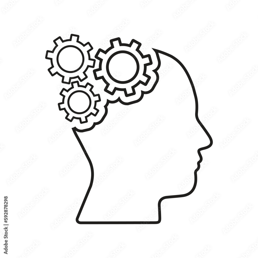 Innovating, mindset outline icon. Line art vector. Innovating, mindset outline icon. Line art vector.