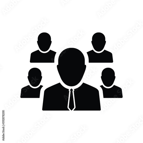 Hierarchy, team building icon. Black vector graphics.