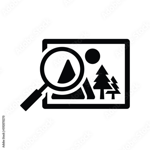 Image, search, magnify, view, zoom icon. Black vector graphics.
