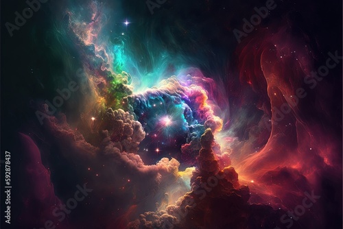 Colorful nebula. Realism, stars, wallpapers. Illustration. AI