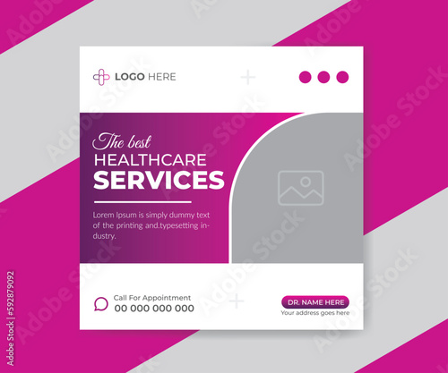 Modern medical healthcare services social media post design template and medical clinic abstract design