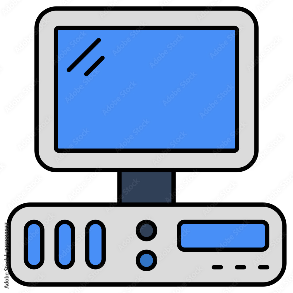 A flat design icon of computer A flat design icon of computer