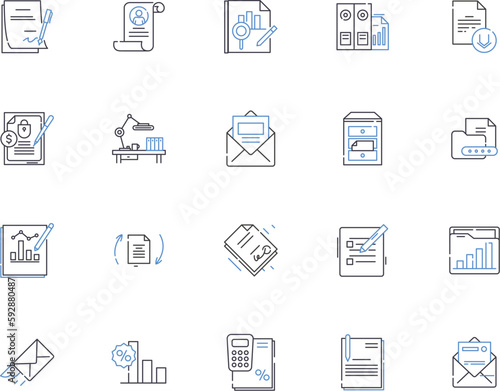 Planning outline icons collection. Scheme, Arrangement, Program, Design, Outline, Map, Map out vector and illustration concept set. Method, Intend, Agenda linear signs