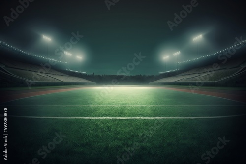 American football with majestic lights Stadium  Generative Ai