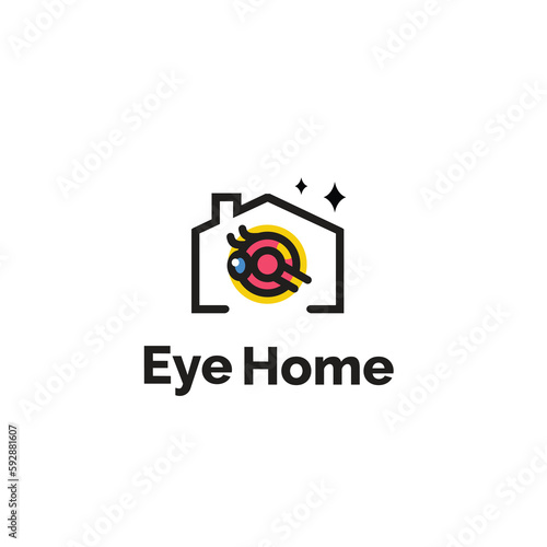 health home logo icon vector illustration with eye as symbol