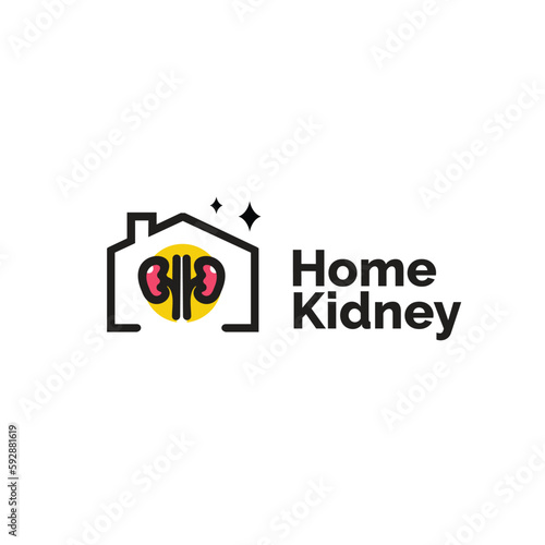 health home logo icon vector illustration with kidney as symbol