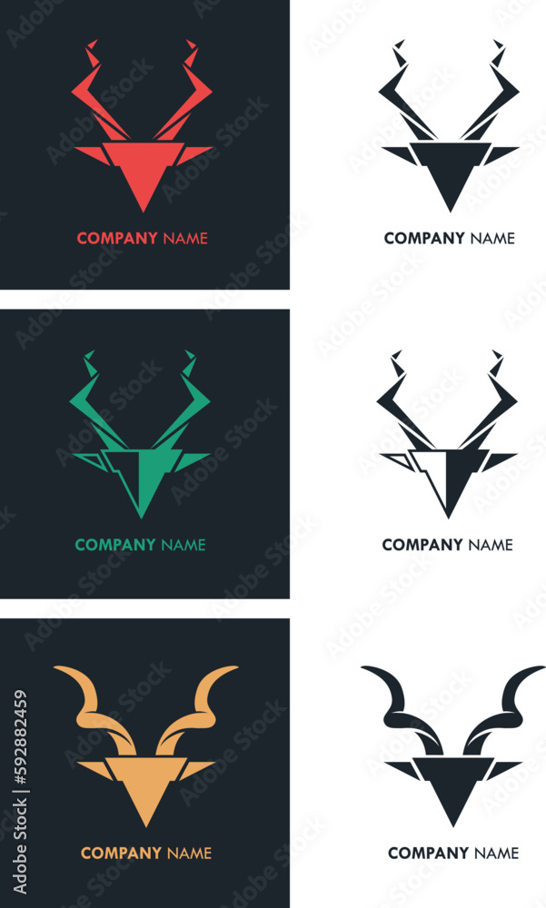 Modern business logo ideas with antelope shaped kudu head silhouette
