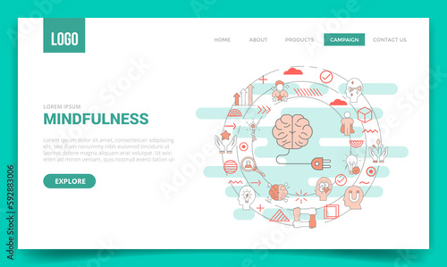 mindfulness concept with circle icon for website template or landing page homepage