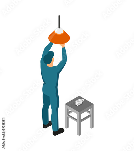 Isometric Electrician Icon
