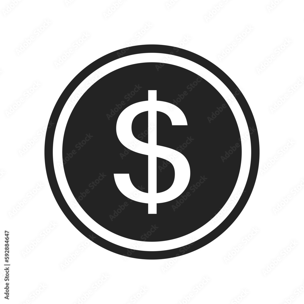 Flat Dollar Coin Isolated Vector Icon Illustration Flat Dollar Coin Isolated Vector Icon Illustration