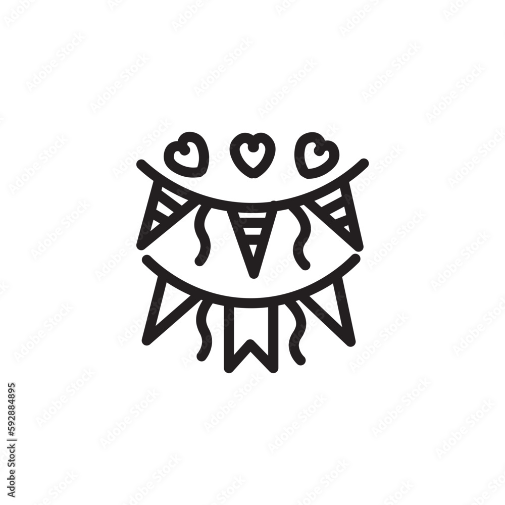 Fototapeta premium Banner Bow Bunting Outline Icon