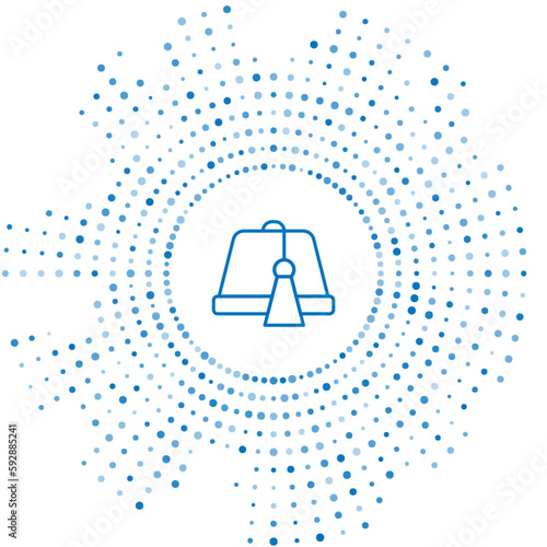 Blue line Turkish hat icon isolated on white background. Abstract circle random dots. Vector