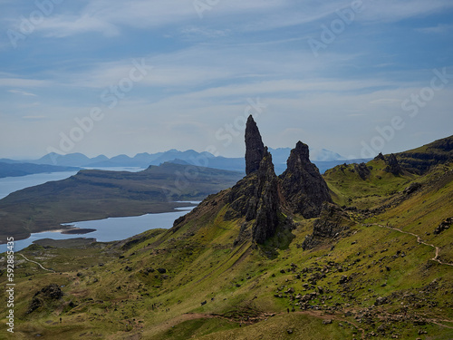 rock formation of old man of storr on the isle of skye.