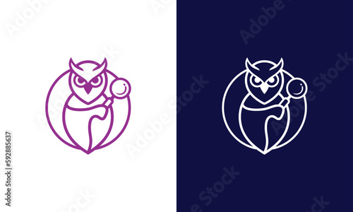 Owl with Magnifying Glass illustration vector design