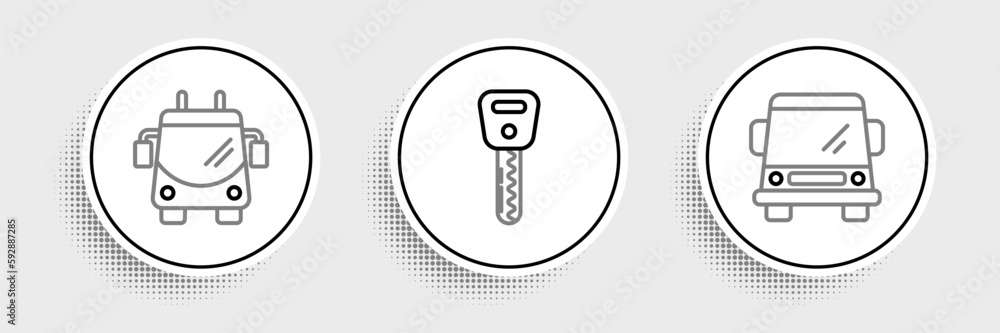 Set line Car, Trolleybus and key icon. Vector Set line Car, Trolleybus and key icon. Vector