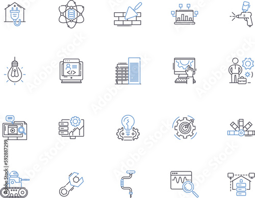 Builder outline icons collection. builder, constructor, architect, contractor, mason, carpenter, renovator vector and illustration concept set. fabricator, craftsman, designer linear signs
