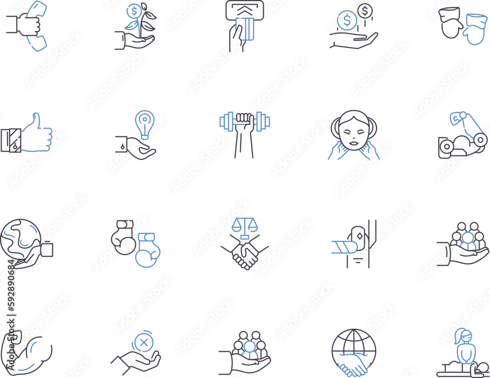 Growth outline icons collection. Expansion, Advancement, Increase, Amplify, Augment, Progress, Upward vector and illustration concept set. Elevate, Boost, Skyrocket linear signs